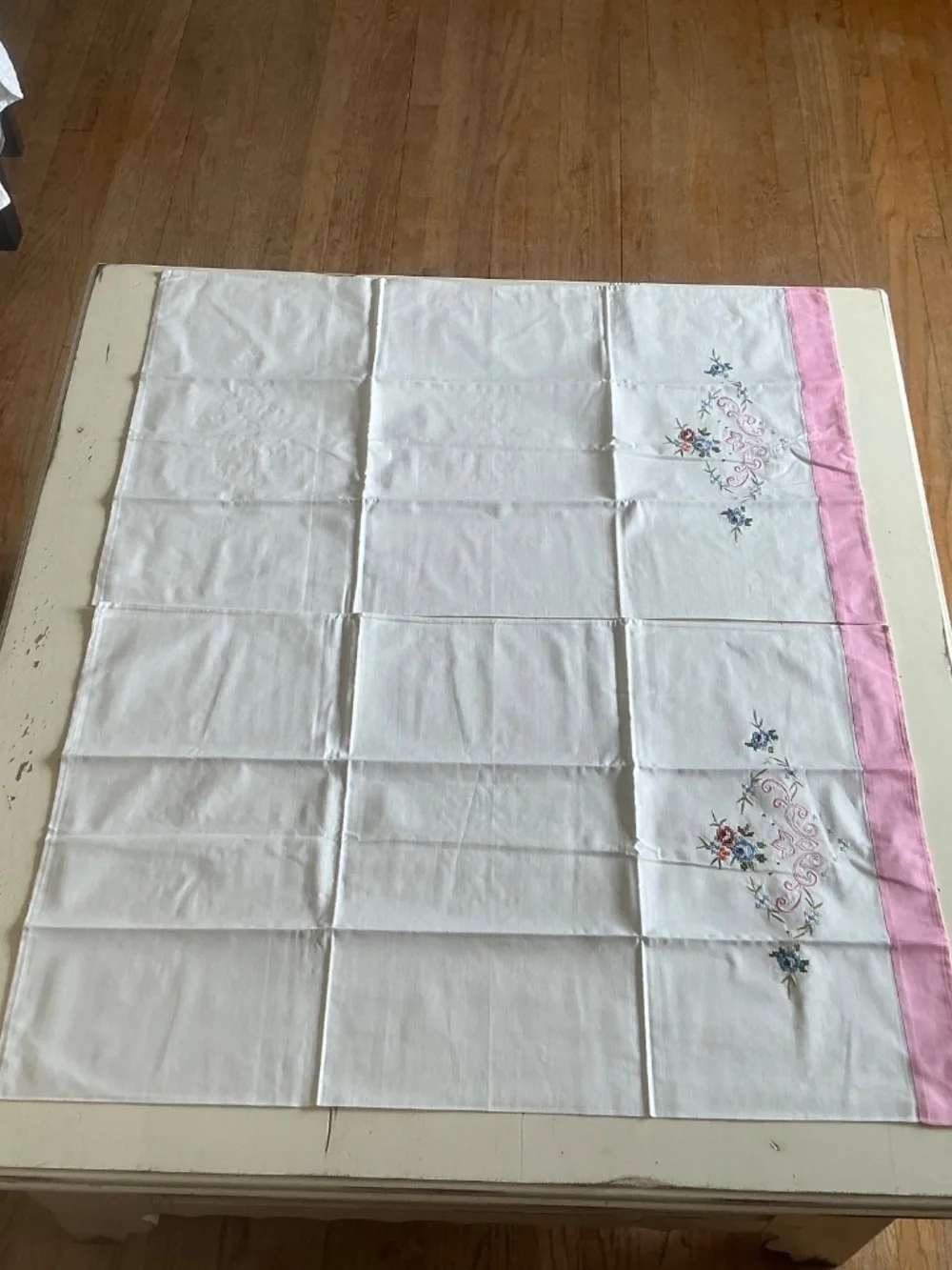 8 Vintage 100% Cotton White Floral Embroidered pillowcases